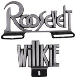 ROOSEVELT & WILLKIE PAIR OF 1940 CAMPAIGN LICENSE PLATE ATTACHMENTS.