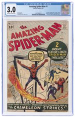 AMAZING SPIDER-MAN #1 MARCH 1963 CGC 3.0 GOOD/VG (FIRST J. JONAH JAMESON & THE CHAMELEON).