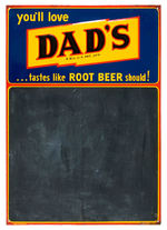 "DAD'S ROOT BEER" EMBOSSED TIN SIGN/MENU BOARD PAIR.