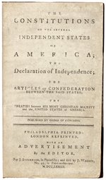 THE CONSTITUTIONS OF THE SEVERAL INDEPENDENT STATES OF AMERICA 1782 LONDON PRINTING.