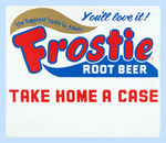 "FROSTY ROOT BEER/TAKE HOME A CASE" TWO-SIDED METAL RACK SIGN.