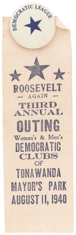 "ROOSEVELT AGAIN" TONAWANDA, NEW YORK 1940 CAMPAIGN RIBBON.
