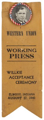 "WESTERN UNION WORKING PRESS WILLKIE ACCEPTANCE CEREMONY" 1940 NOTIFICATION RIBBON.