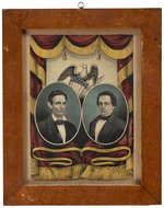 LINCOLN & HAMLIN 1860 CURRIER GRAND NATIONAL BANNER JUGATE PRINT.