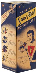 OFFICIAL SPACE PATROL ROCKET LITE BOXED FLASHLIGHT WITH ORIGINAL RAY-O-VAC BATTERIES.