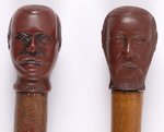 HARRISON & CLEVELAND 1888 MOLDED BUST CANE TOPPER PAIR.