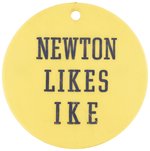 "NEWTON LIKES IKE" UNUSUAL PLASTIC MASSACHUSETTS BADGE.