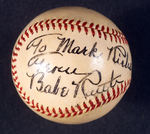 BABE RUTH SIGNED NATIONAL LEAGUE BASEBALL.