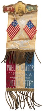 HARRISON 1892 "PHELPS GUARDS PATTERSON, NJ" RIBBON BADGE.