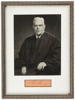 EARL WARREN SUPREME COURT SIGNED CARD AND FRAMED PHOTOGRAPH.