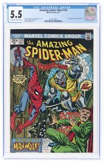 AMAZING SPIDER-MAN #124 SEPTEMBER 1973 CGC 5.5 FINE- (FIRST MAN-WOLF).