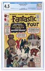 FANTASTIC FOUR #15 JUNE 1963 CGC 4.5 VG+ (FIRST MAD THINKER & AWESOME ANDROID).