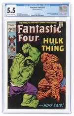 FANTASTIC FOUR #112 JULY 1971 CGC 5.5 FINE- (THING VS. INCREDIBLE HULK).