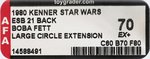 STAR WARS: THE EMPIRE STRIKES BACK (1980) - BOBA FETT 21 BACK AFA 70 EX+ (LARGE CIRCLE EXTENSION STICKER).