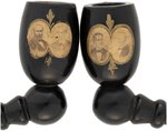 HAYES & TILDEN EXCEPTIONAL 1876 JUGATE APPLIED ALBUMEN PORTRAIT PIPE PAIR.