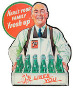 7-UP DIE-CUT GROCER STANDEE.