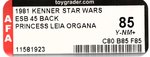 STAR WARS: THE EMPIRE STRIKES BACK (1981) - PRINCESS LEIA ORGANA 45 BACK AFA 85 Y-NM+.