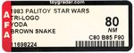 PALITOY STAR WARS: RETURN OF THE JEDI (1983) - YODA (BROWN SNAKE, DARK SKIN) TRI-LOGO 70 BACK AFA 80 NM.