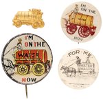 "I'M ON THE WATER WAGON NOW" PROHIBITION BRASS SHELL & BUTTON TRIO.