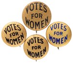 SUFFRAGE "VOTES FOR WOMEN" SLOGAN VARIETY BUTTON QUARTET.