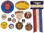 TOWNSEND COLLECTION OF 13 BUTTONS, RIBBONS & BADGES.