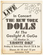 NEW YORK DOLLS 1973 NEW YORK, NY PUNK ROCK CONCERT FLYER.