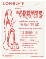 THE CRAMPS & THE FLAT DUO JETS 1990 TAMPA, FL CONCERT POSTER FLYER.