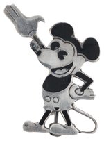 RARE MICKEY MOUSE 1930s BRITISH BADGE IN ENAMEL ON STERLING WITH UNUSUAL DETAILS.