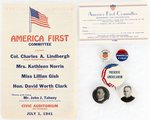 AMERICA FIRST COMMITTEE COLLECTION OF BUTTONS & EPHEMERA.