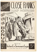 BONUS MARCH "VETERANS CLOSE RANK-FIGHT FOR THE BONUS" WORKERS EX-SERVICEMEN'S LEAGUE BOOKLET.