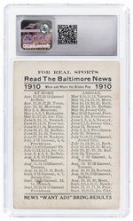 1910 BALTIMORE NEWS ORIOLES (EASTERN LEAGUE) MERLE "DOC" ADKINS CGC 2.5 GOOD+.