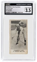 1916 SPORTING NEWS M101-5 FORREST CADY BLANK BACK NO NUMBER CGC 3.5 VG+ (SHORT PRINT).