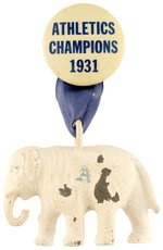 1931 PHILADELPHIA "ATHLETICS CHAMPIONS" WITH CELLULOID ELEPHANT ATTACHMENT.