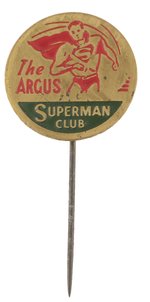 "SUPERMAN CLUB/THE ARGUS" C. 1947 AUSTRALIAN NEWSPAPER MEMBER'S STICKPIN.