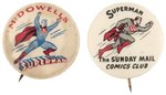 SUPERMAN 1940s PAIR OF RARE AUSTRALIAN CLUB BUTTONS.