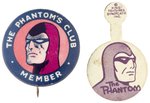 THE PHANTOM CLUB MEMBER BUTTON AND TIN LITHO TAB.