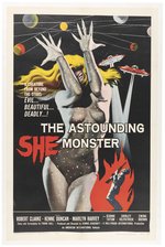 THE ASTOUNDING SHE MONSTER LINEN-MOUNTED ONE-SHEET MOVIE POSTER.