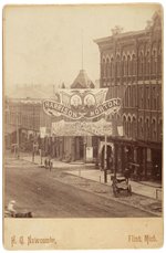 HARRISON & MORTON OREGON PARADE STREET BANNER CABINET CARD PHOTO.