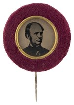 SEYMOUR FELT RIMMED FERROTYPE STICKPIN BADGE.