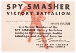 SPY SMASHER CARD, BUTTON & PICTURE FAWCETT PREMIUM TRIO.