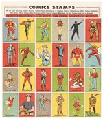 FAWCETT CHARACTERS LETTER & STAMP SHEET FEATURING CAPTAIN MARVEL, MARVEL FAMILY, SPY SMASHER & OTHERS.