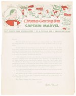 FAWCETT CHARACTERS LETTER & STAMP SHEET FEATURING CAPTAIN MARVEL, MARVEL FAMILY, SPY SMASHER & OTHERS.