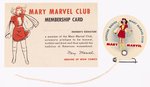 MARY MARVEL CLUB RARE LOT INCLUDING BADGE & MEMBERHSIP CARD.