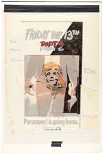 FRIDAY THE 13th: PART 2 PARAMOUNT HOME VIDEO AD CAMPAIGN PRODUCTION ART MOCK-UP.