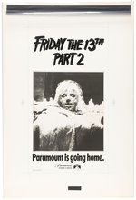 FRIDAY THE 13th: PART 2 PARAMOUNT HOME VIDEO AD CAMPAIGN PRODUCTION ART MOCK-UP.