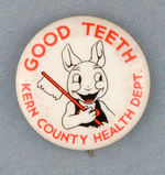 RARE DISNEY RABBIT "GOOD TEETH" BUTTON.