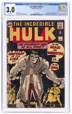 INCREDIBLE HULK #1 MAY 1962 CGC 3.0 GOOD/VG (FIRST INCREDIBLE HULK).