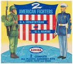 AURORA 2 AMERICAN FIGHTERS - U.S. INFANTRYMAN AND U.S. MARINE UNUSED BOXED MODEL KIT.