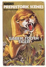 AURORA PREHISTORIC SCENES - SABER TOOTH TIGER (SMILODON) FACTORY-SEALED MODEL KIT PAIR (BOX VARIETIES).