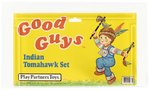 CHILD'S PLAY (1988) - GOOD GUYS INDIAN TOMAHAWK SET UNUSED HEADER CARD MOVIE PROP CAS 85+.